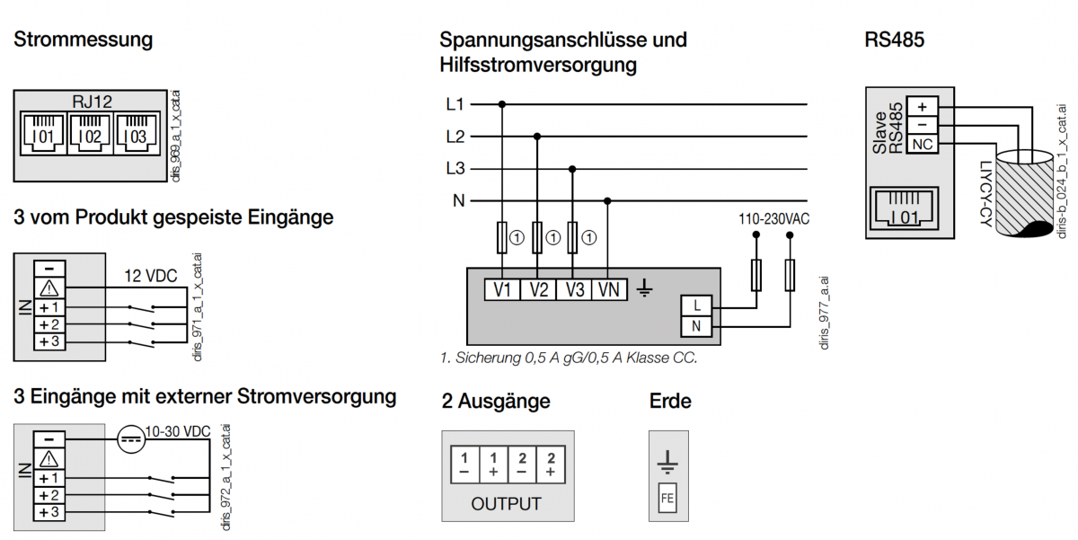 DIRIS-A-40_Anschlussbeispiele